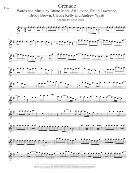 Grenade Flute Sheet Music