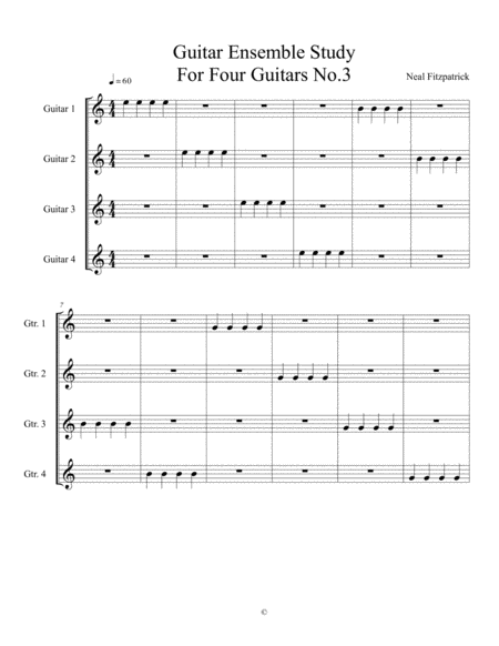 Guitar Ensemble Study No 3 Sheet Music