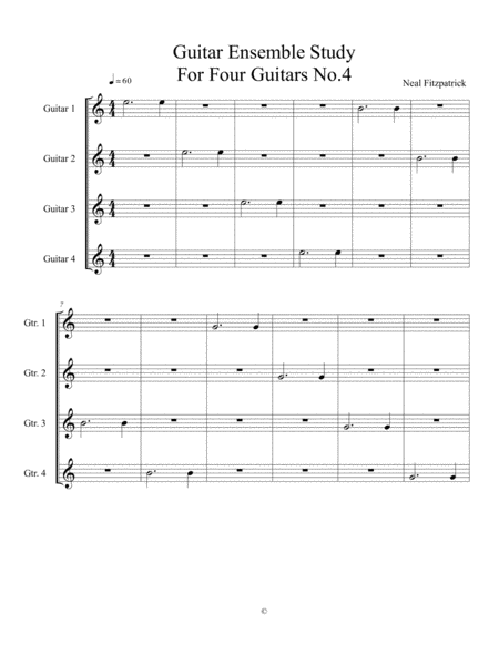 Free Sheet Music Guitar Ensemble Study No 4