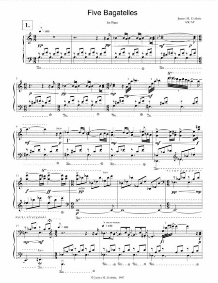 Free Sheet Music Guthrie 5 Bagatelles For Piano