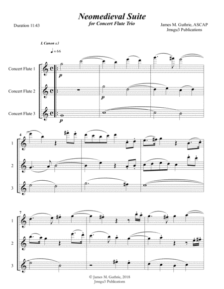 Guthrie Neomedieval Suite For 3 Concert Flutes Sheet Music