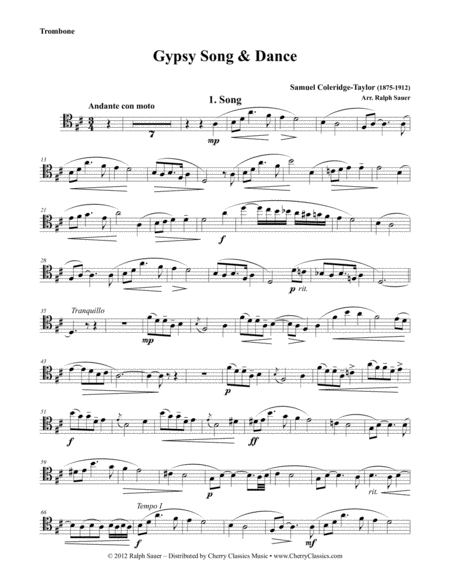 Free Sheet Music Gypsy Song And Dance For Trombone And Piano