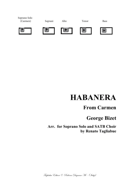 Habanera From The Carmen By Bizet Arr For Soprano And Satb Choir Pdf Files With Embedded Mp3 Files Of The Individual Parts Sheet Music