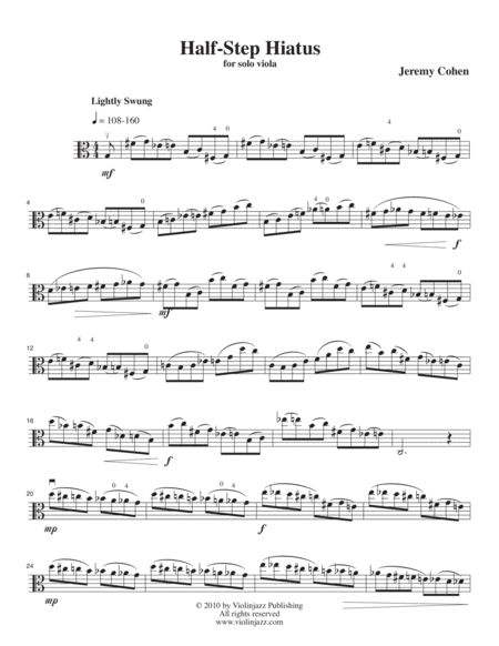 Half Step Hiatus Solo Viola Sheet Music