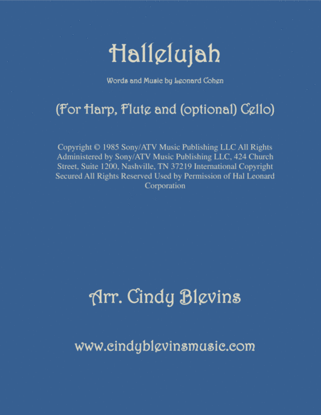 Free Sheet Music Hallelujah Arranged For Harp Flute And Optional Cello