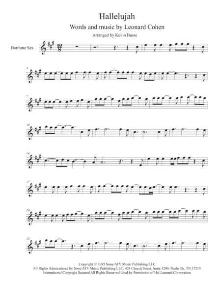 Hallelujah Bari Saxophone Sheet Music