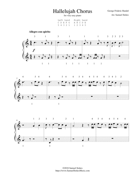 Free Sheet Music Hallelujah Chorus From Handels Messiah For Very Easy Piano