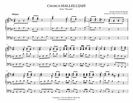 Hallelujah Chorus Handels Messiah Organ Solo Sheet Music