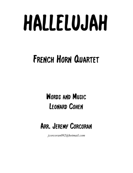 Free Sheet Music Hallelujah For French Horn Quartet