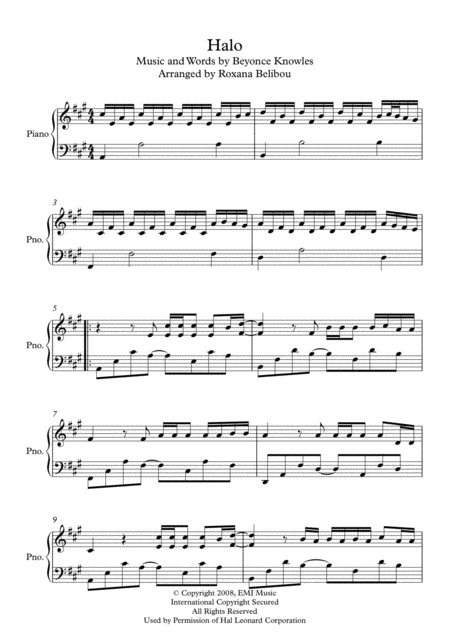 Halo By Beyonce Piano Sheet Music