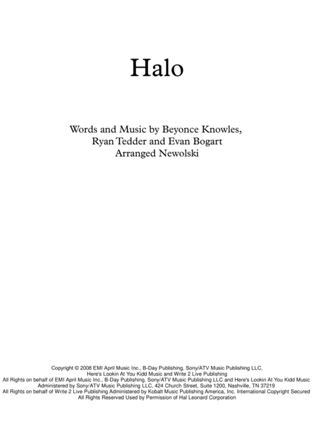 Halo String Quartet Score And Parts Sheet Music