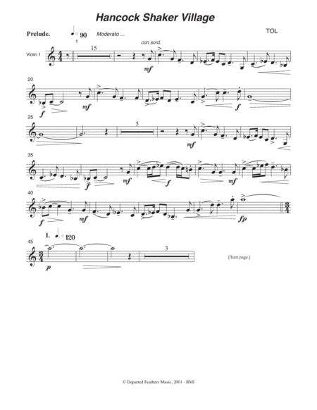 Hancock Shaker Village 2001 Violin 1 Part Sheet Music