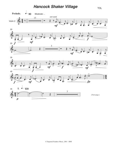 Hancock Shaker Village 2001 Violin 2 Part Sheet Music