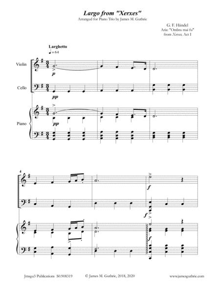 Handel Largo From Xerxes For Piano Trio Sheet Music