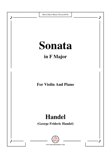 Handel Violin Sonata In F Major For Violin And Piano Sheet Music