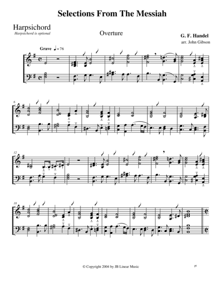 Handels Messiah Selections For Oboe Duet Sheet Music