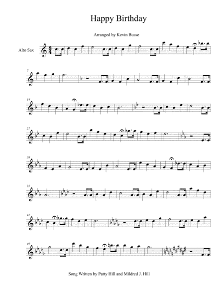 Happy Birthday Easy Key Of C Alto Sax Sheet Music