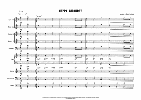 Happy Birthday Small Band 5 Horns Sheet Music