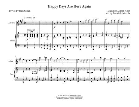 Happy Days Are Here Again Alto Sax And Piano Sheet Music