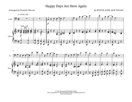 Happy Days Are Here Again Cello And Piano Sheet Music