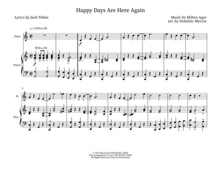 Free Sheet Music Happy Days Are Here Again Flute And Piano