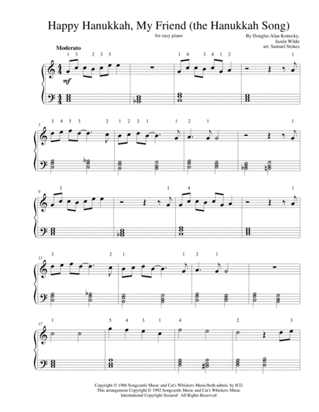 Happy Hanukkah My Friend The Hanukkah Song For Easy Piano Sheet Music