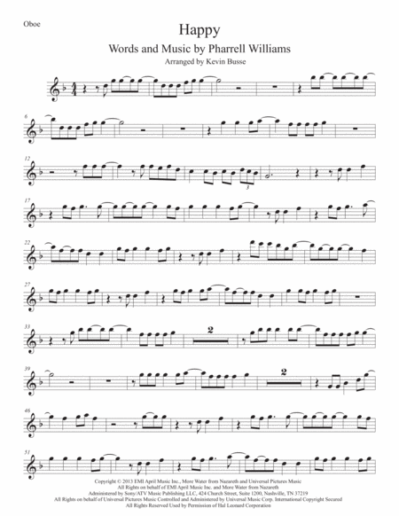 Free Sheet Music Happy Oboe