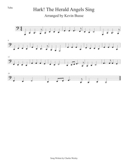 Hark The Herald Angels Sing Easy Key Of C Tuba Sheet Music