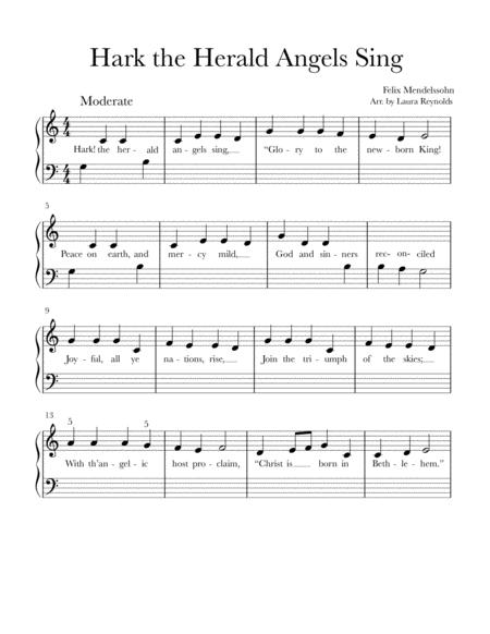 Hark The Herald Angels Sing Elementary Piano Sheet Music