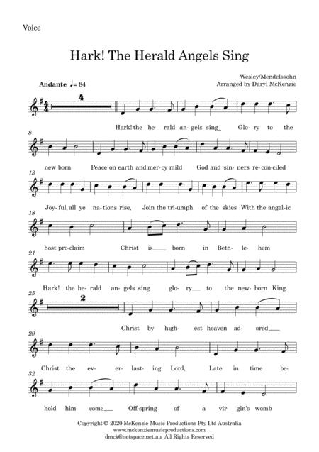 Free Sheet Music Hark The Herald Angels Sing Vocal With Choir And Orchestra Key Of G