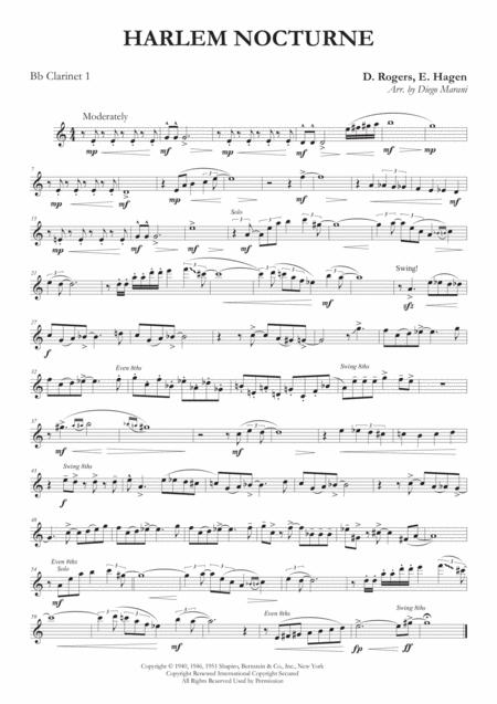 Free Sheet Music Harlem Nocturne For Clarinet Quartet