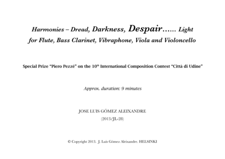 Harmonies Dread Darkness Despair Light Full Score Sheet Music