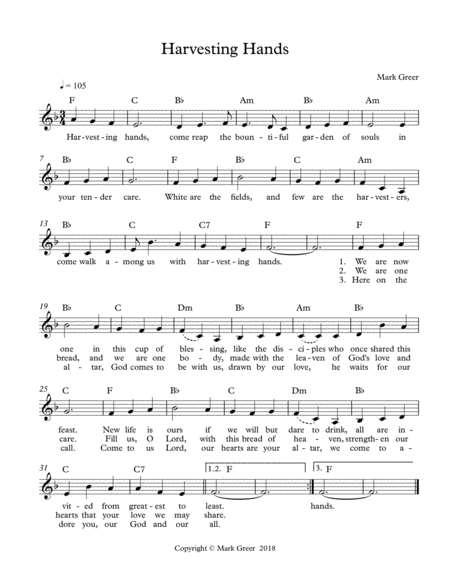 Harvesting Hands Sheet Music