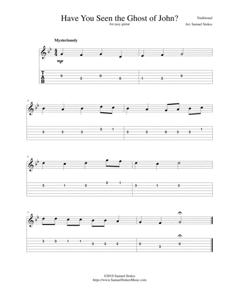 Have You Seen The Ghost Of John A K A Ghost Of Tom For Easy Guitar With Tab Sheet Music
