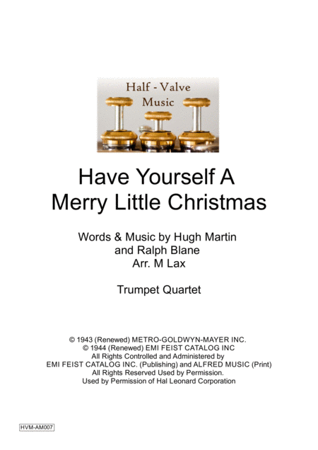 Free Sheet Music Have Yourself A Merry Little Christmas From Meet Me In St Louis Trumpet Quartet