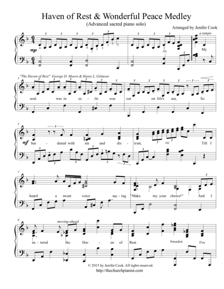 Haven Of Rest Wonderful Peace Medley Sheet Music