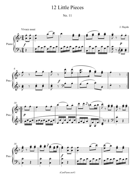 Free Sheet Music Haydn Little Piece No 11 In F Major