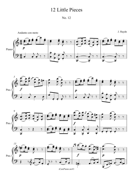 Haydn Little Piece No 12 In C Major Sheet Music