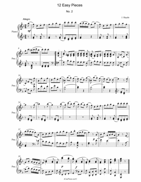 Free Sheet Music Haydn Little Piece No 2 In F Major