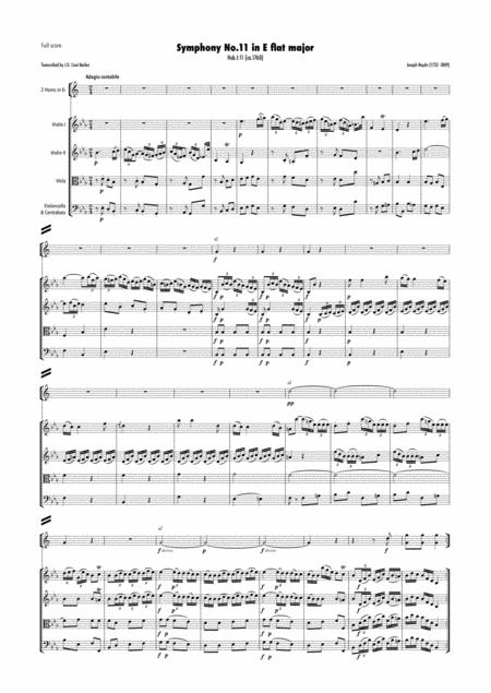 Haydn Symphony No 11 In E Flat Major Hob I 11 Sheet Music