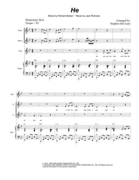 He Duet For Soprano And Alto Solo Sheet Music