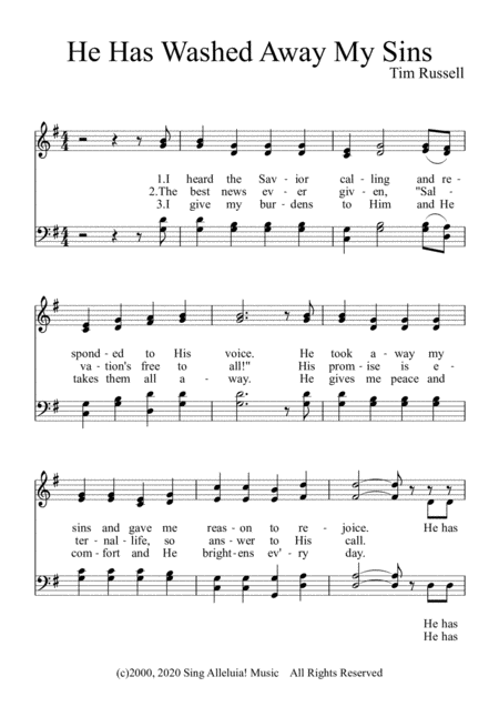 He Has Washed Away My Sins Sheet Music