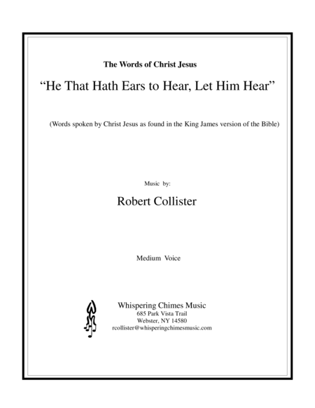 He That Hath Ears To Hear Let Him Hear Medium Voice Sheet Music