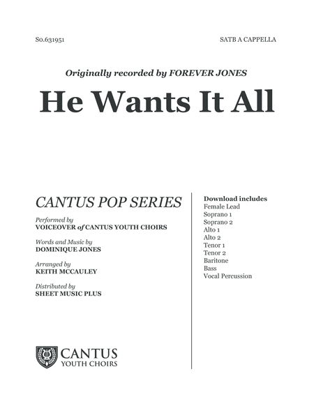 He Wants It All Opb Forever Jones Sheet Music