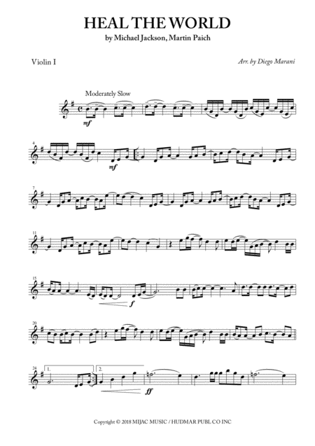 Heal The World For String Quartet Sheet Music