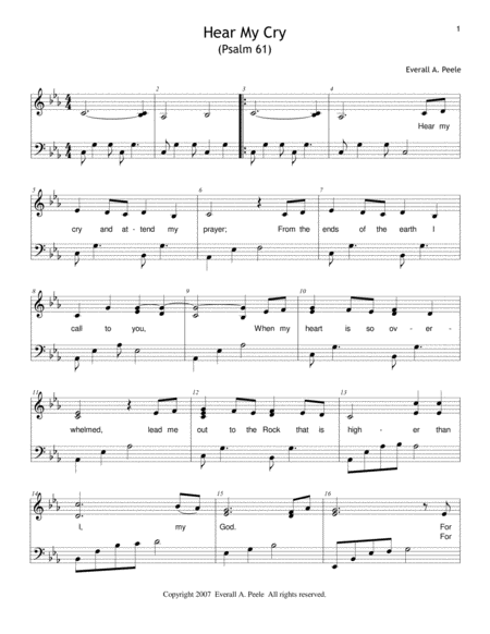 Hear My Cry Psalm 61 Sheet Music