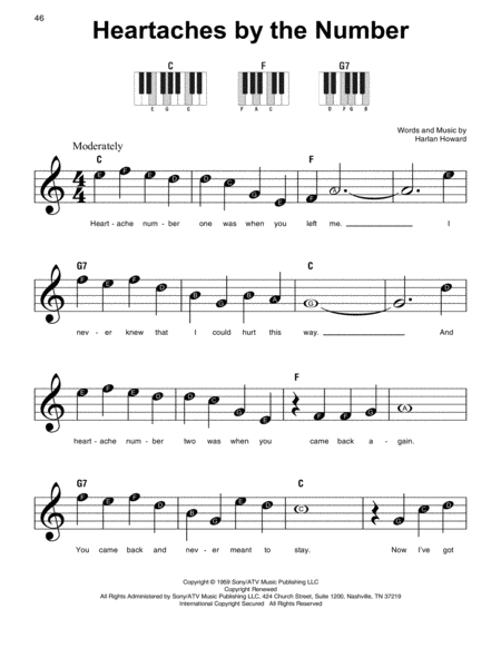 Heartaches By The Number Sheet Music