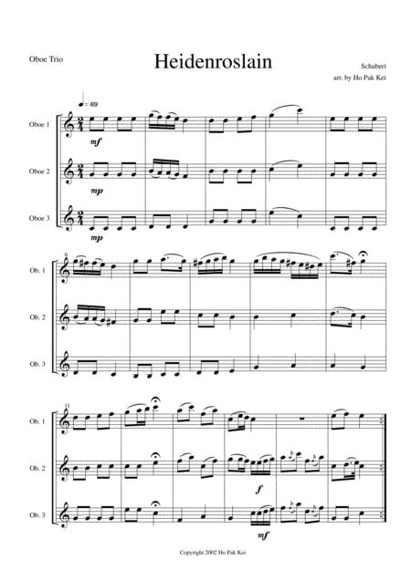 Free Sheet Music Heidenroslain For 3 Oboes