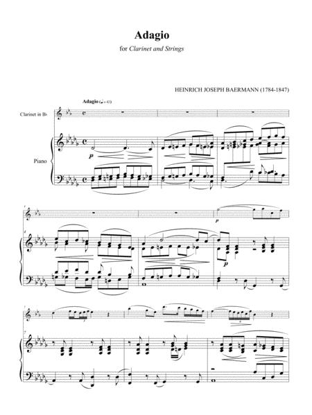 Heinrich Baermann Adagio For Clarinet And Piano Sheet Music