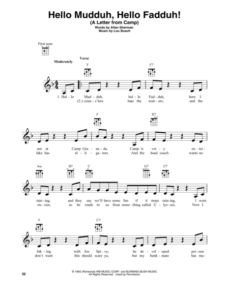 Hello Mudduh Hello Fadduh A Letter From Camp Sheet Music